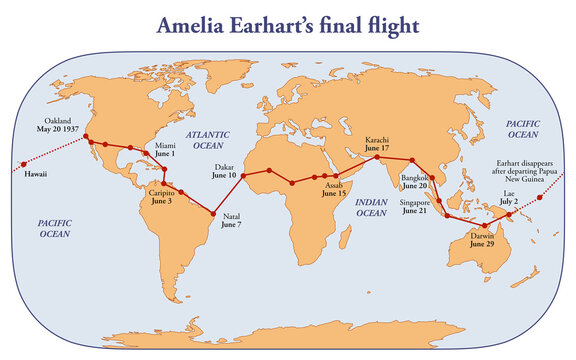 Amelia Earhart Last Flight Map Amelia Earhart Images – Browse 76 Stock Photos, Vectors, And Video | Adobe  Stock