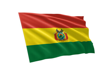 3D illustration flag of Bolivia. Bolivia flag isolated on white background.