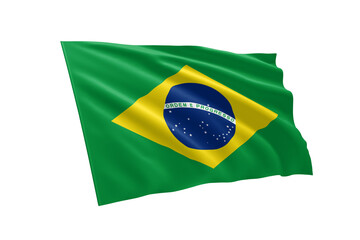 3D illustration flag of Brazil. Brazil flag isolated on white background.