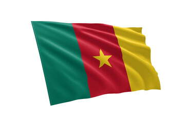 3D illustration flag of Cameroon. Cameroon flag isolated on white background.