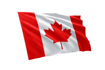 3D illustration flag of Canada. Canada flag isolated on white background.