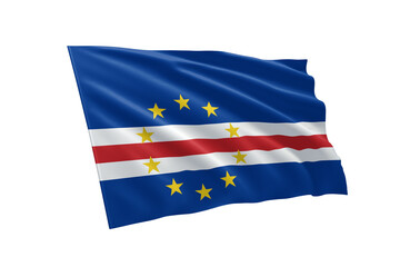 3D illustration flag of Cape Verde Islands. Cape Verde Islands flag isolated on white background.