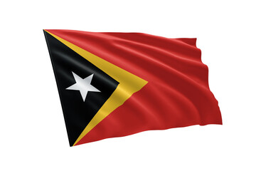 3D illustration flag of East Timor. East Timor flag isolated on white background.