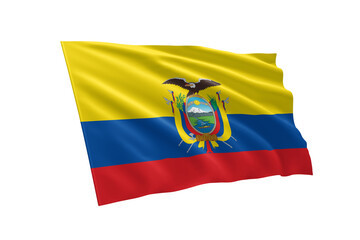 3D illustration flag of Ecuador. Ecuador flag isolated on white background.