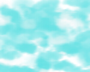 Abstract ornament on tie dye batik technique handpainted. White clouds on green