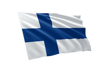 3D illustration flag of Finland. Finland flag isolated on white background.