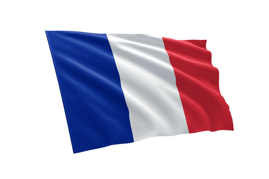 3D illustration flag of France. France flag isolated on white background.