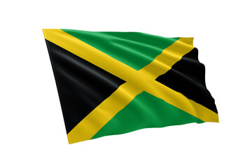 3D illustration flag of Jamaica. Jamaica flag isolated on white background.