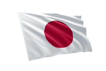 3D illustration flag of Japan. Japan flag isolated on white background.