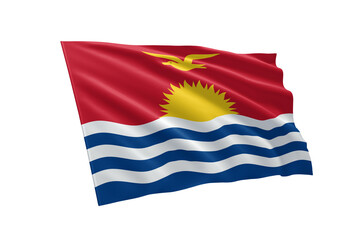3D illustration flag of Kiribati. Kiribati flag isolated on white background.
