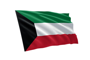 3D illustration flag of Kuwait. Kuwait flag isolated on white background.