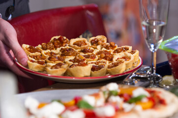 wedding plate of tarts being served