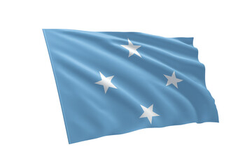 3D illustration flag of Micronesia. Micronesia flag isolated on white background.