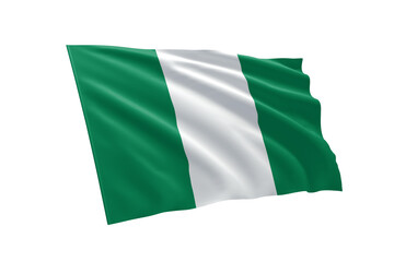 3D illustration flag of Nigeria. Nigeria flag isolated on white background.