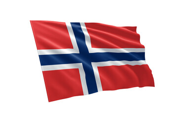3D illustration flag of Norway. Norway flag isolated on white background.