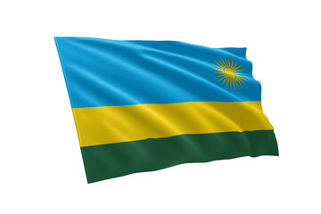 3D illustration flag of Rwanda. Rwanda flag isolated on white background.