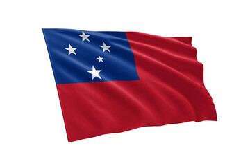 3D illustration flag of Samoa. Samoa flag isolated on white background.