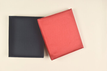 Gift box on orange space. Present for birthday, valentine day, Christmas, New Year concept.
