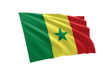 3D illustration flag of Senegal. Senegal flag isolated on white background.