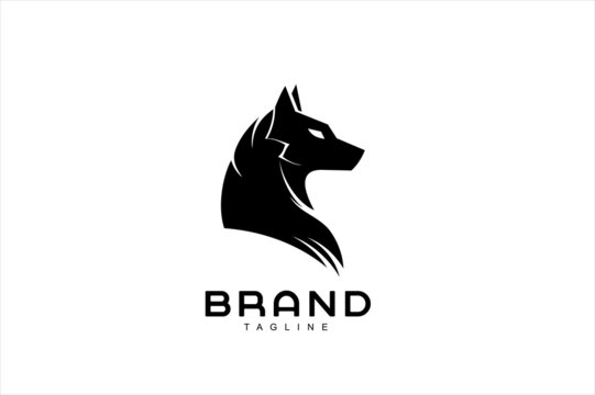 wolf head logo. Dog, k 9, Black wolf,. Dog logo.  suitable for team mascot, community icon, emblem, product identity, etc.