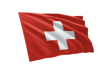 Obraz premium 3D illustration flag of Switzerland. Switzerland flag isolated on white background.