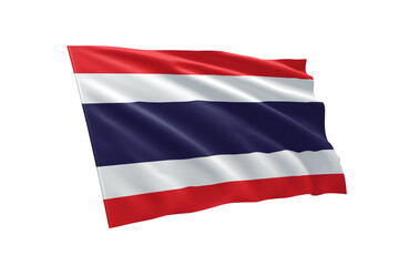 3D illustration flag of Thailand. Thailand flag isolated on white background.