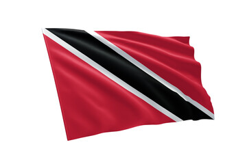 3D illustration flag of Trinidad and Tobago. Trinidad and Tobago flag isolated on white background.