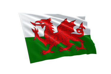 3D illustration flag of Wales. Wales flag isolated on white background.
