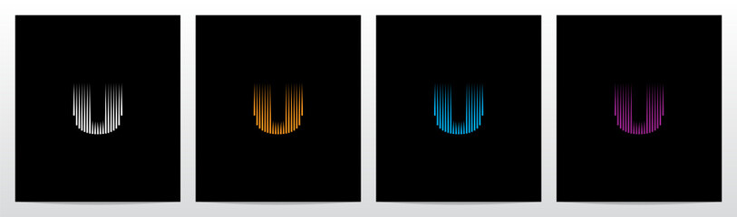 Lines Vertical Letter Logo Design U © recehan