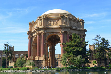 The Palace of Fine Arts was built in 1915 with Beaux Arts style at 3601 Lyon Street in San...