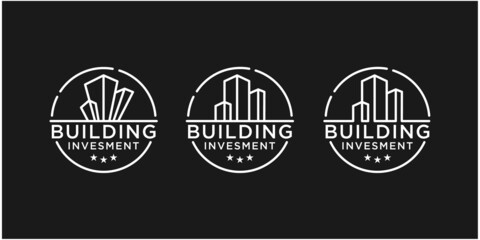 Building construction business logo, geometric line logo, real estate logo template design inspiration Premium Vector