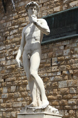 FLORENCE, Italy - July 12, 2014: Piazza della Signoria Replica Of Statue of David Florence.
