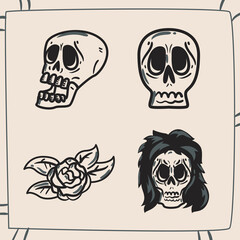 Rock and roll doodles symbol set