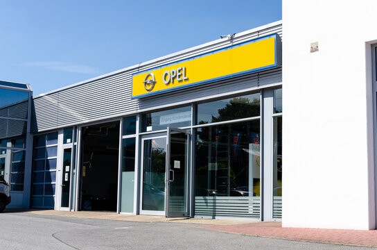 Soest, Germany - August 25, 2021: Opel car showroom.