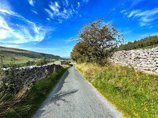 Country lane, leading to Kettlewell, in the heart of the Yorkshire Dales, 