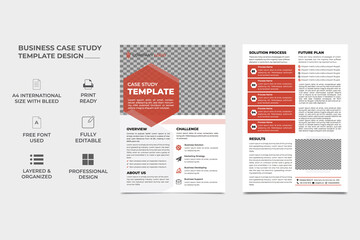 case study template. double side flyer template. Poster design with case study booklet. red color case study template design. this template can use multi purposely for business company vector