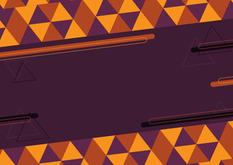 Naklejka premium Proste geometryczne tło z trójkątami. Abstrakcyjny wzór w kolorze fioletowym, z pomarańczowymi akcentami. Dynamiczna kompozycja na okładki, banery, ulotki, plakaty, tapeta na blog.