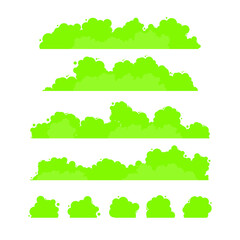 Bushes and vegetation in a cartoon style. Set for your design. Vector illustration in flat style. EPS10
