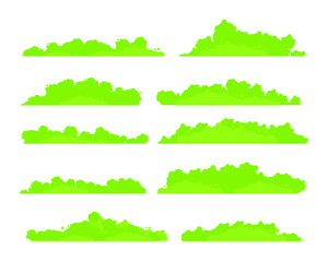 Bushes and vegetation in a cartoon style. Set for your design. Vector illustration in flat style. EPS10
