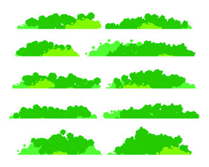 Bushes and vegetation in a cartoon style. Set for your design. Vector illustration in flat style. EPS10