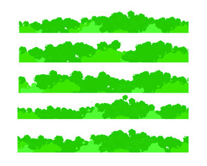 Bushes and vegetation in a cartoon style. Set for your design. Vector illustration in flat style. EPS10