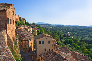 Montepulciano in Tuscany, Old city panoramic view, Tuscany countryside landscape, Italy, Europe