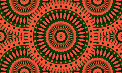 Repeat ethnic Easter circle pattern, seamless pattern