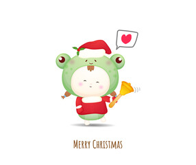 Cute baby santa for merry christmas illustration set Premium Vector