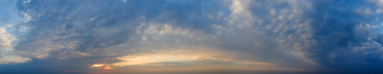 Naklejka na ściany i meble panorama sky. Beautiful cloud in the sunrise sky background. Sky banners background.