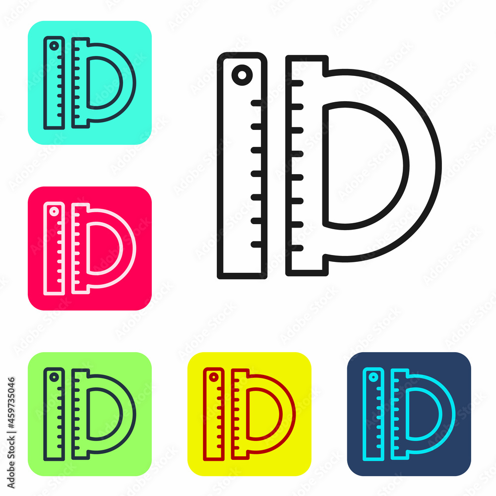 Poster black line protractor grid for measuring degrees icon isolated on white background. tilt angle meter