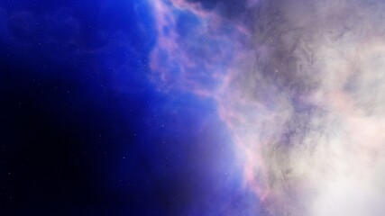Science fiction wallpaper, colorful gas cloud, nebula in space 3d illustration