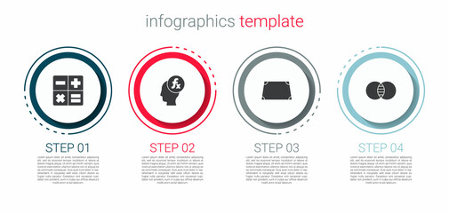 Set Calculator, Function mathematical symbol, Acute trapezoid shape and Mathematics sets and B. Business infographic template. Vector