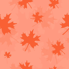 red  leaves , seamless pattern, autumn theme