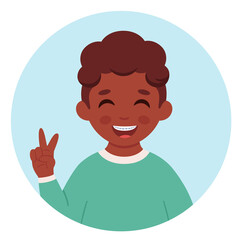 Black boy with braces on teeth. Dental care. Vector illustration